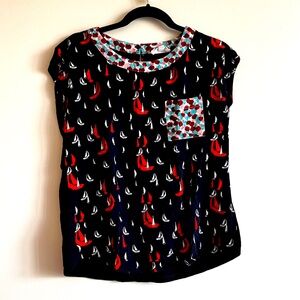 ANTHROPOLOGIE BOAT PATTERN T-SHIRT